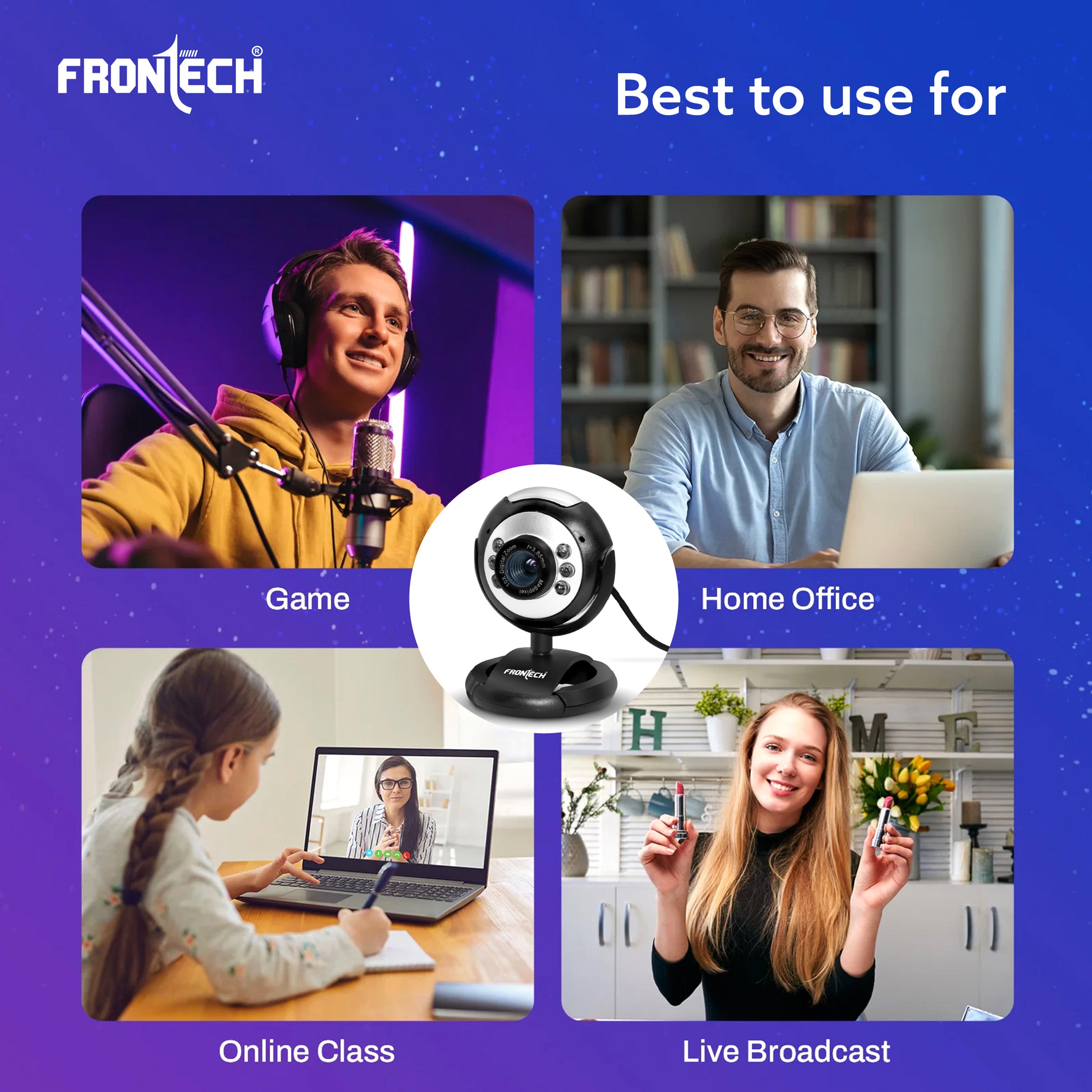 Frontech Digital Webcam with Built-in Mic & LED Lights (2251) Frontech Digital Webcam with Built-in Mic & LED Lights (2251)